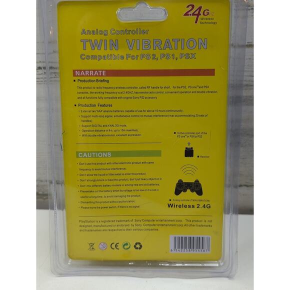 Sony PS2 PS1 PSX 2.4G Wireless Twin Shock Game Controller Joystick Joypad - Picture 5 of 5